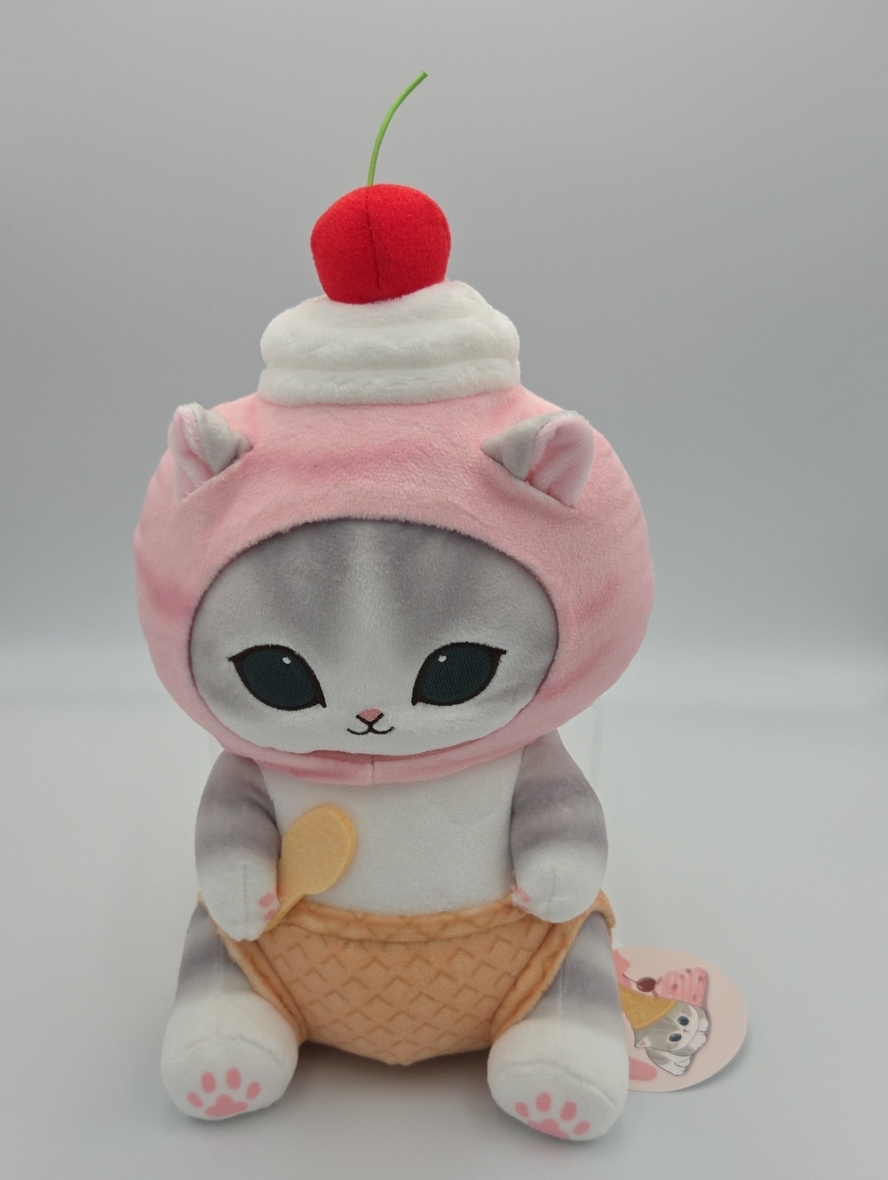 Mofusand Cats Clever Idiots Big Meow Ice Cream Plush Toy With Cone Cherry Nwts